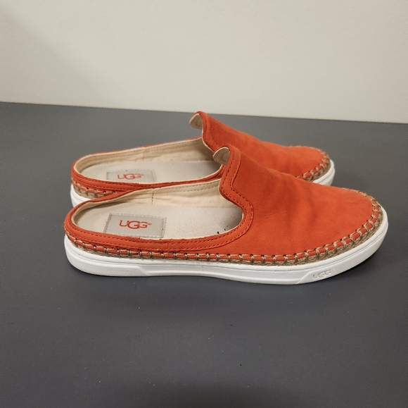 UGG Caleel Leather Orange Slip-On Mules Sz 6.5 - Picture 4 of 10